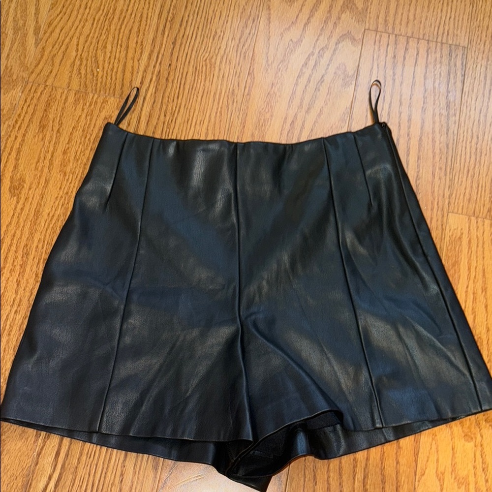 Black Faux Leather Women's Shorts